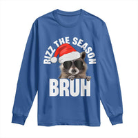 Funny Rizz Christmas Raccoon Long Sleeve Shirt Rizz The Season Bruh Santa Hat