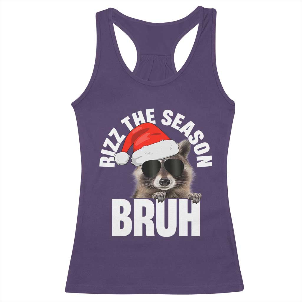 Funny Rizz Christmas Raccoon Racerback Tank Top Rizz The Season Bruh Santa Hat