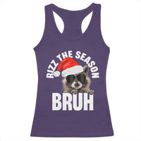 Funny Rizz Christmas Raccoon Racerback Tank Top Rizz The Season Bruh Santa Hat