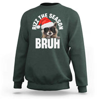 Funny Rizz Christmas Raccoon Sweatshirt Rizz The Season Bruh Santa Hat - Wonder Print Shop