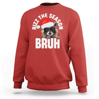Funny Rizz Christmas Raccoon Sweatshirt Rizz The Season Bruh Santa Hat - Wonder Print Shop