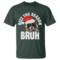 Funny Rizz Christmas Raccoon T Shirt Rizz The Season Bruh Santa Hat - Wonder Print Shop