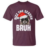 Funny Rizz Christmas Raccoon T Shirt Rizz The Season Bruh Santa Hat - Wonder Print Shop