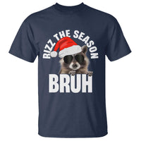 Funny Rizz Christmas Raccoon T Shirt Rizz The Season Bruh Santa Hat - Wonder Print Shop
