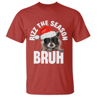 Funny Rizz Christmas Raccoon T Shirt Rizz The Season Bruh Santa Hat - Wonder Print Shop