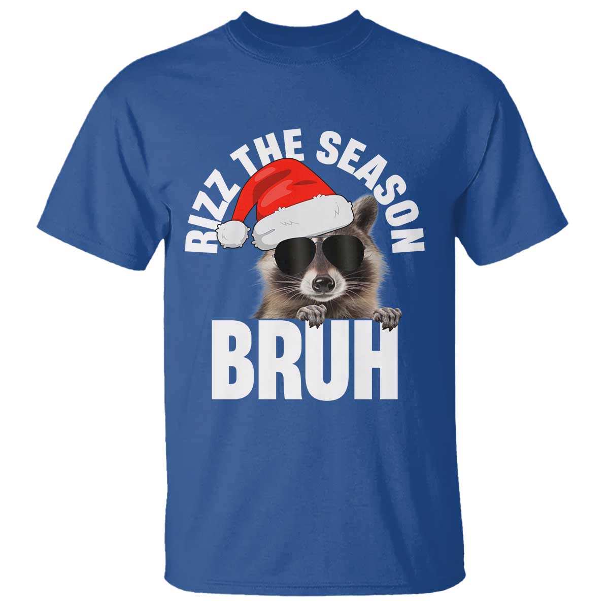 Funny Rizz Christmas Raccoon T Shirt Rizz The Season Bruh Santa Hat - Wonder Print Shop