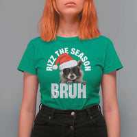 Funny Rizz Christmas Raccoon T Shirt For Women Rizz The Season Bruh Santa Hat - Wonder Print Shop