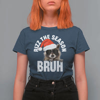 Funny Rizz Christmas Raccoon T Shirt For Women Rizz The Season Bruh Santa Hat - Wonder Print Shop
