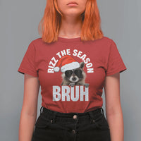 Funny Rizz Christmas Raccoon T Shirt For Women Rizz The Season Bruh Santa Hat - Wonder Print Shop