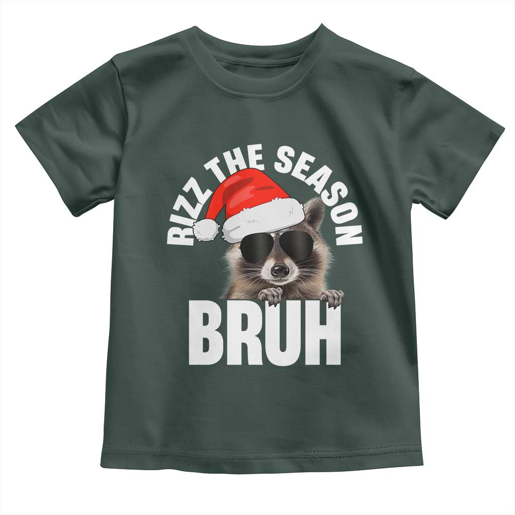 Funny Rizz Christmas Raccoon Toddler T Shirt Rizz The Season Bruh Santa Hat