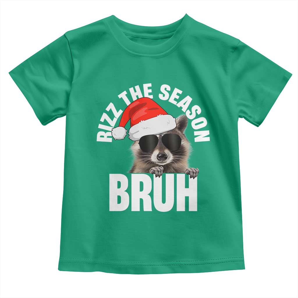 Funny Rizz Christmas Raccoon Toddler T Shirt Rizz The Season Bruh Santa Hat