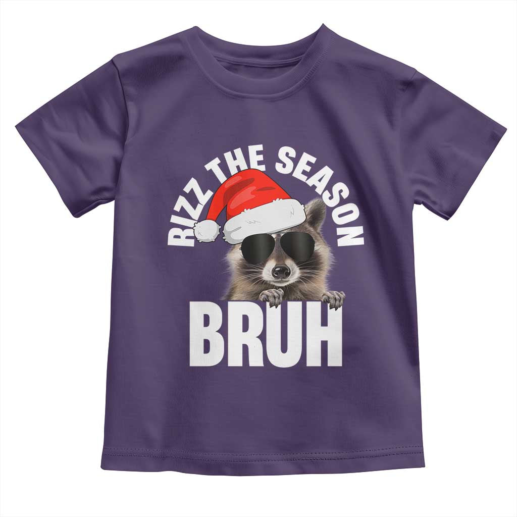 Funny Rizz Christmas Raccoon Toddler T Shirt Rizz The Season Bruh Santa Hat