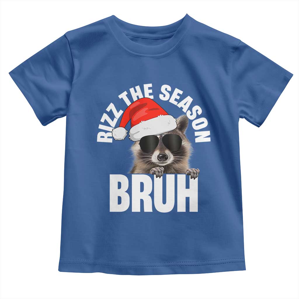 Funny Rizz Christmas Raccoon Toddler T Shirt Rizz The Season Bruh Santa Hat