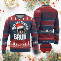 Funny Rizz Xmas Raccoon Ugly Christmas Sweater Rizz The Season Bruh Santa Hat - Wonder Print Shop