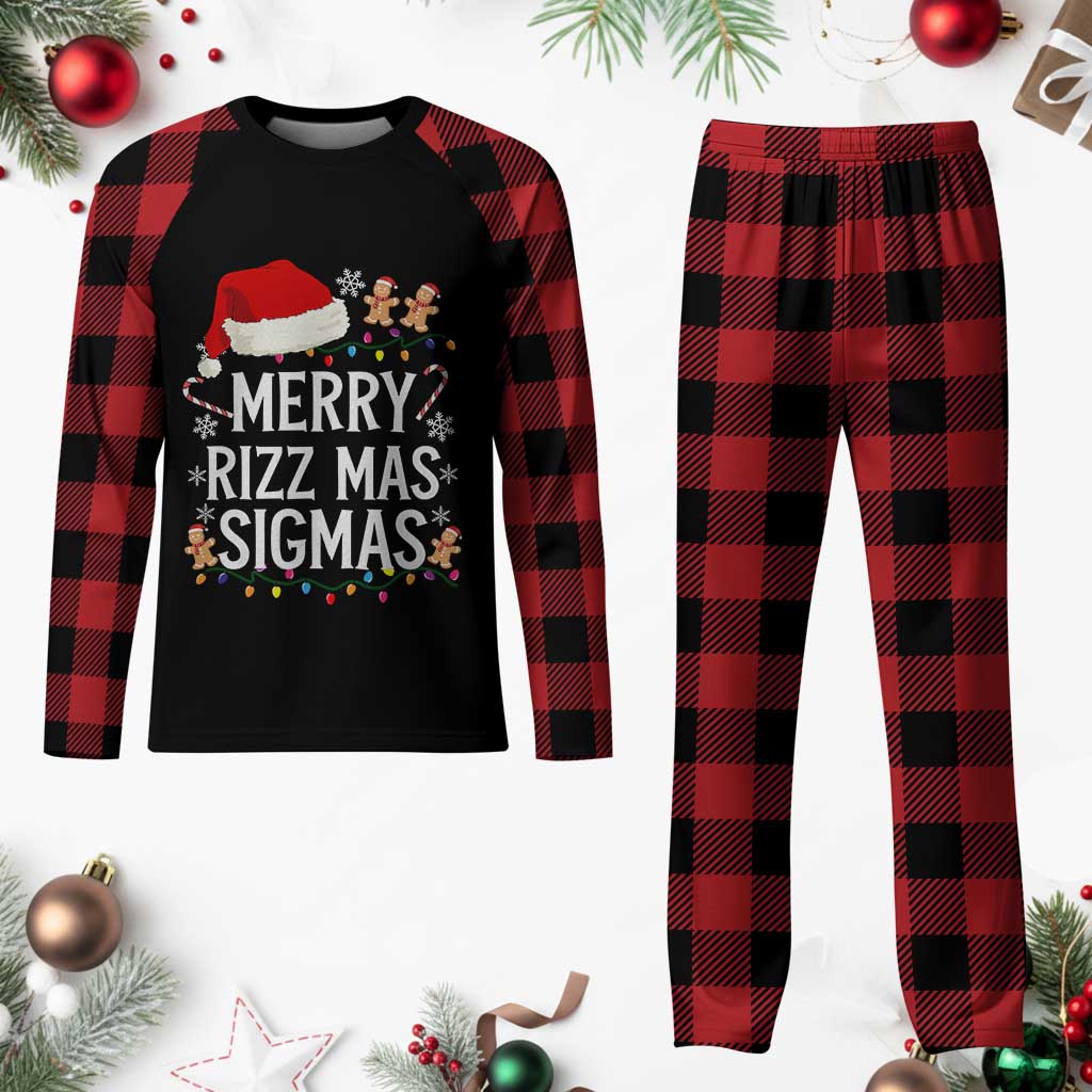 Funny Santa Rizz Christmas Plaid Pajama Set Merry Rizzmas Sigmas - Wonder Print Shop