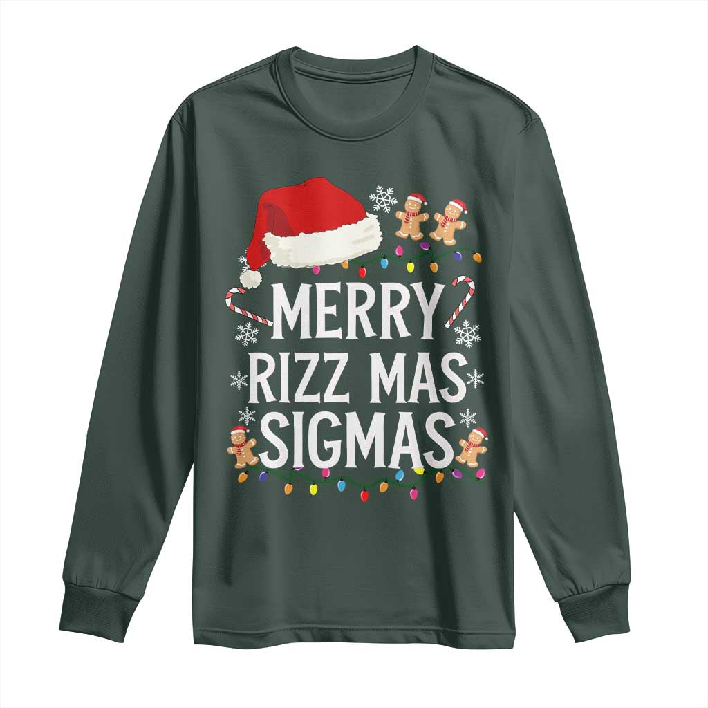 Funny Santa Rizz Christmas Long Sleeve Shirt Merry Rizzmas Sigmas