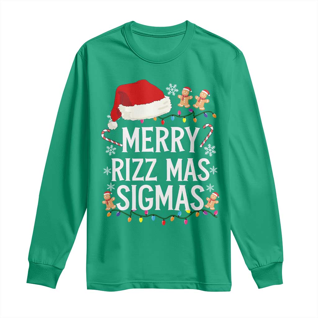 Funny Santa Rizz Christmas Long Sleeve Shirt Merry Rizzmas Sigmas