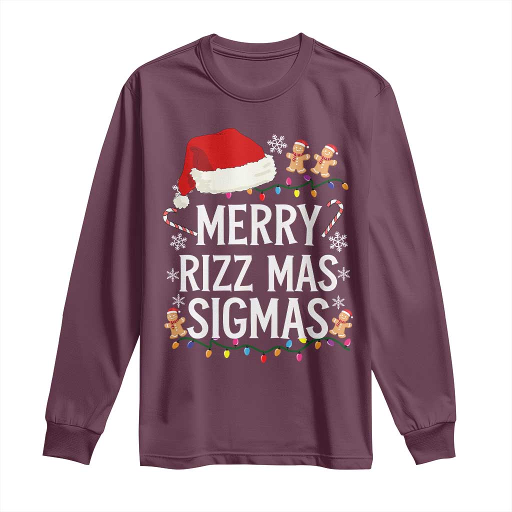 Funny Santa Rizz Christmas Long Sleeve Shirt Merry Rizzmas Sigmas