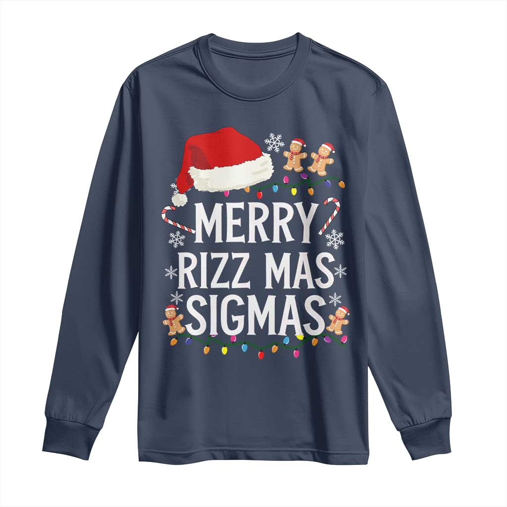 Funny Santa Rizz Christmas Long Sleeve Shirt Merry Rizzmas Sigmas