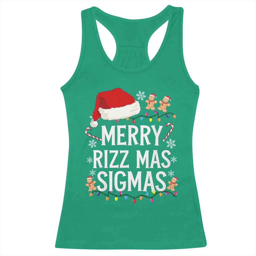 Funny Santa Rizz Christmas Racerback Tank Top Merry Rizzmas Sigmas