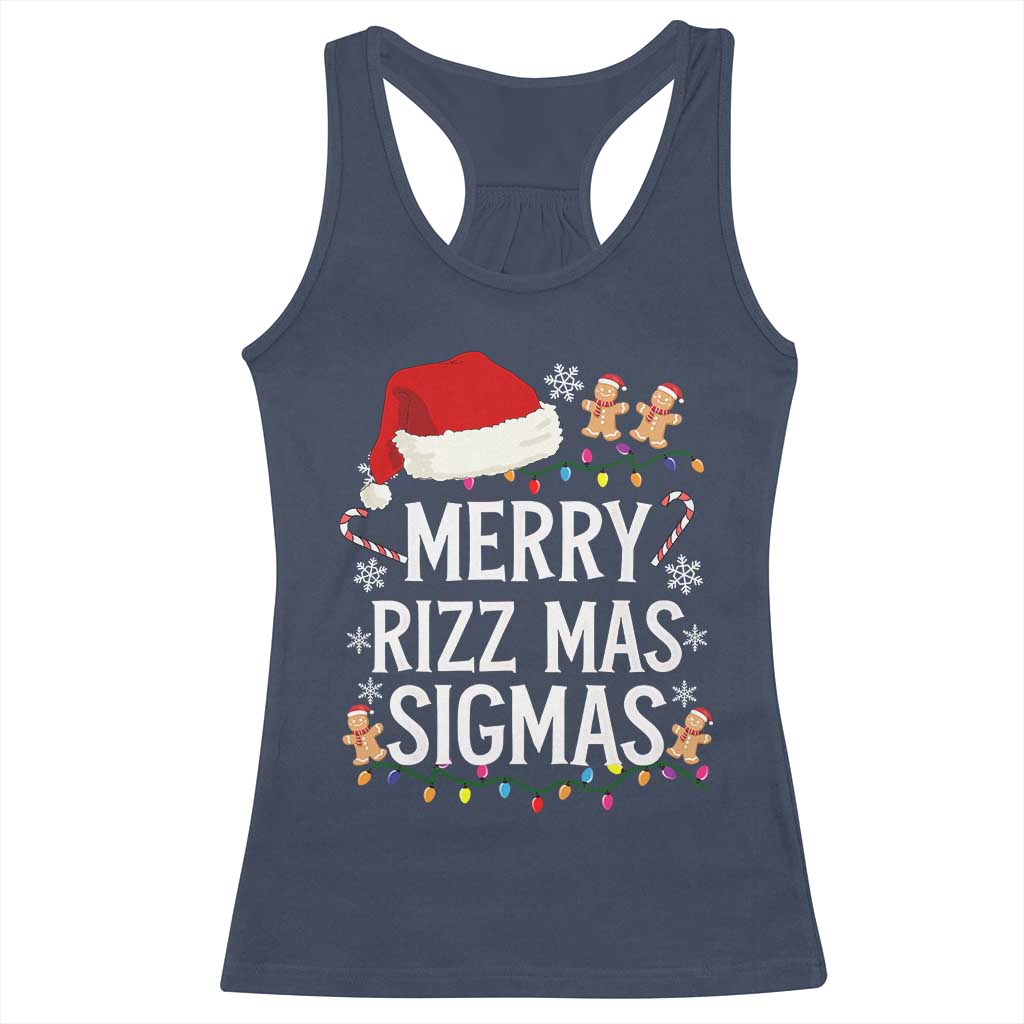 Funny Santa Rizz Christmas Racerback Tank Top Merry Rizzmas Sigmas
