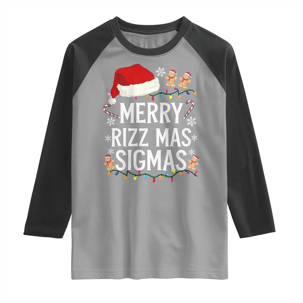 Funny Santa Rizz Christmas Raglan Shirt Merry Rizzmas Sigmas