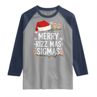 Funny Santa Rizz Christmas Raglan Shirt Merry Rizzmas Sigmas