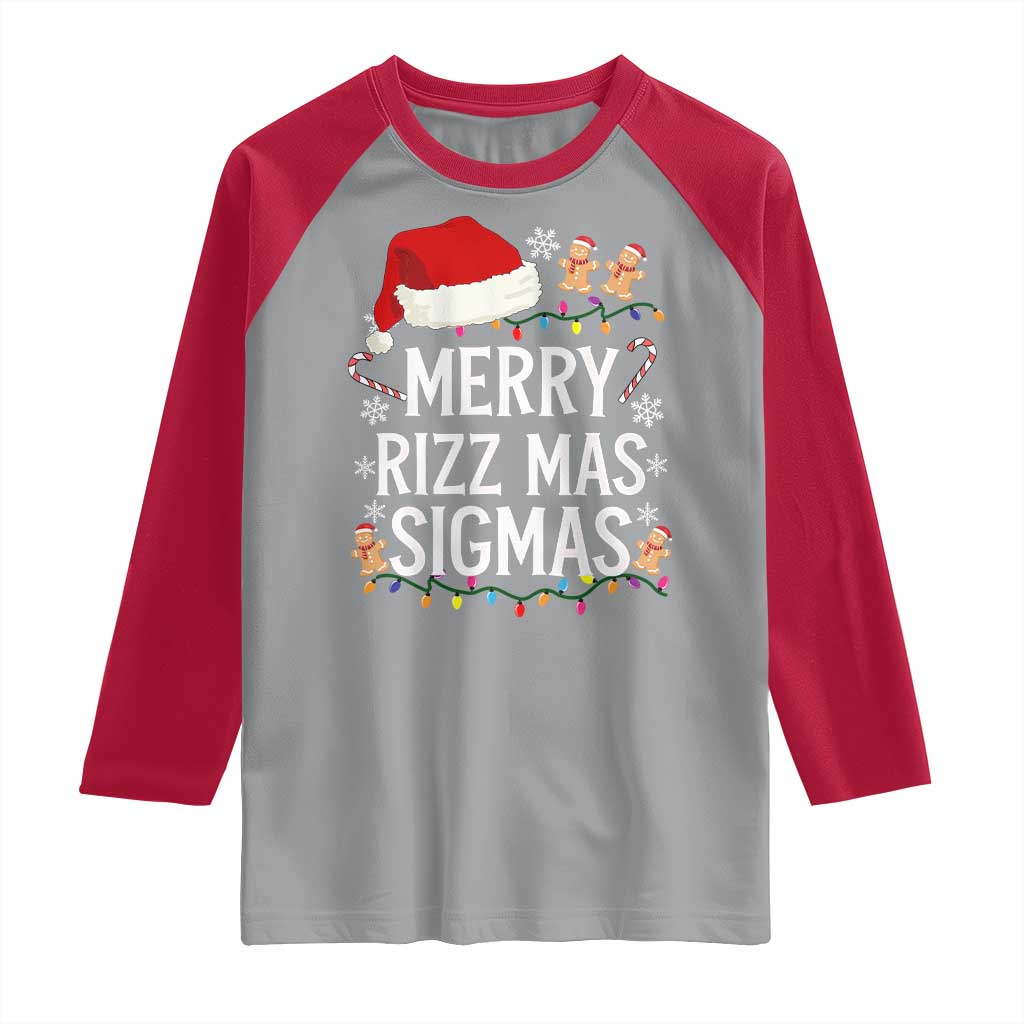 Funny Santa Rizz Christmas Raglan Shirt Merry Rizzmas Sigmas