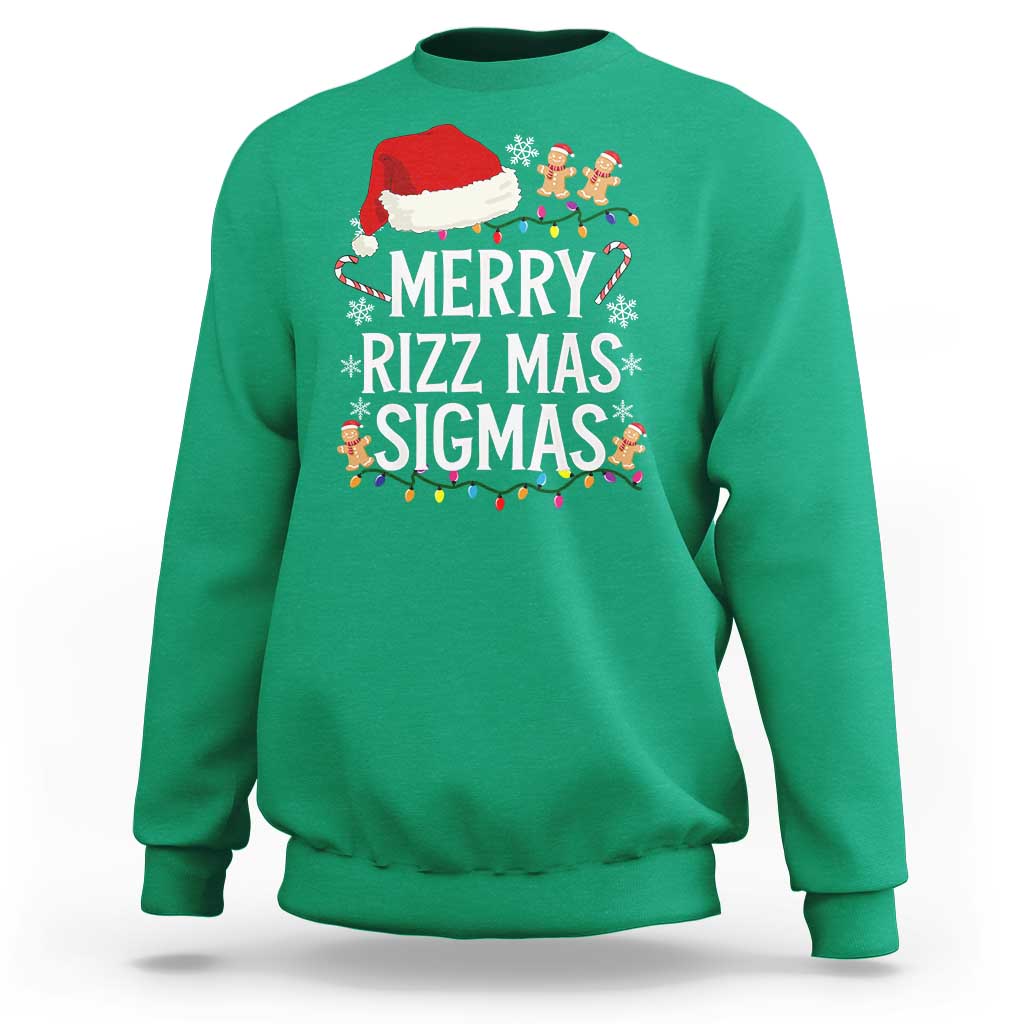 Funny Santa Rizz Christmas Sweatshirt Merry Rizzmas Sigmas - Wonder Print Shop