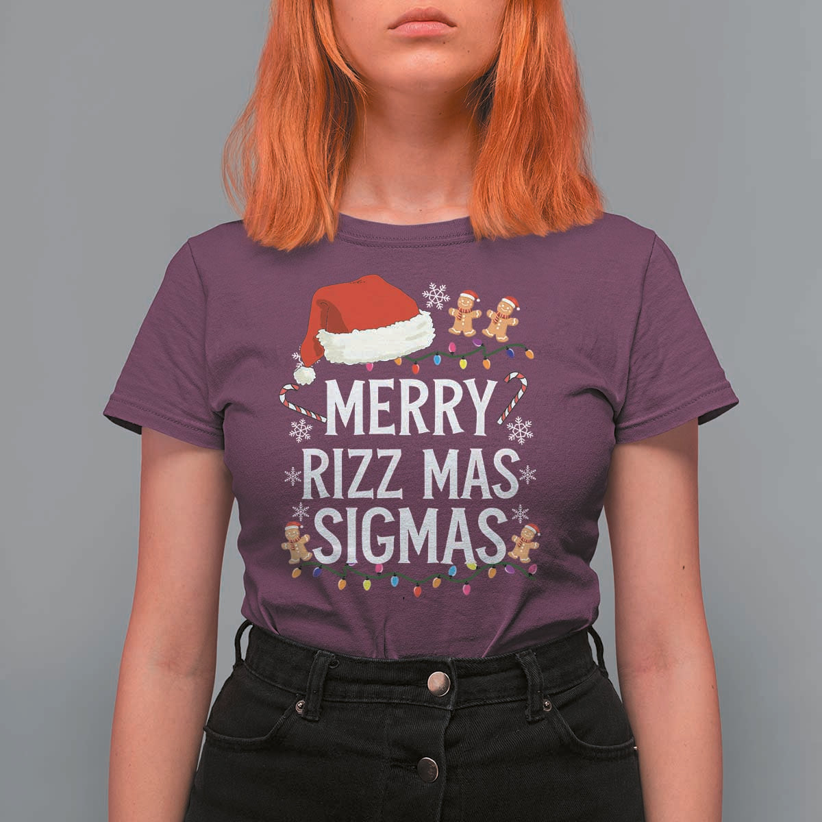 Funny Santa Rizz Christmas T Shirt For Women Merry Rizzmas Sigmas - Wonder Print Shop