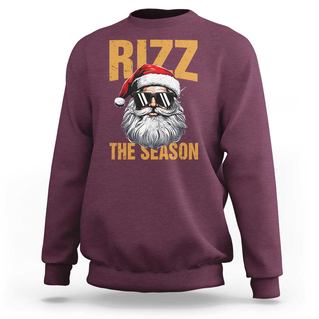 Funny Santa Rizz Christmas Sweatshirt Rizz The Season - Wonder Print Shop