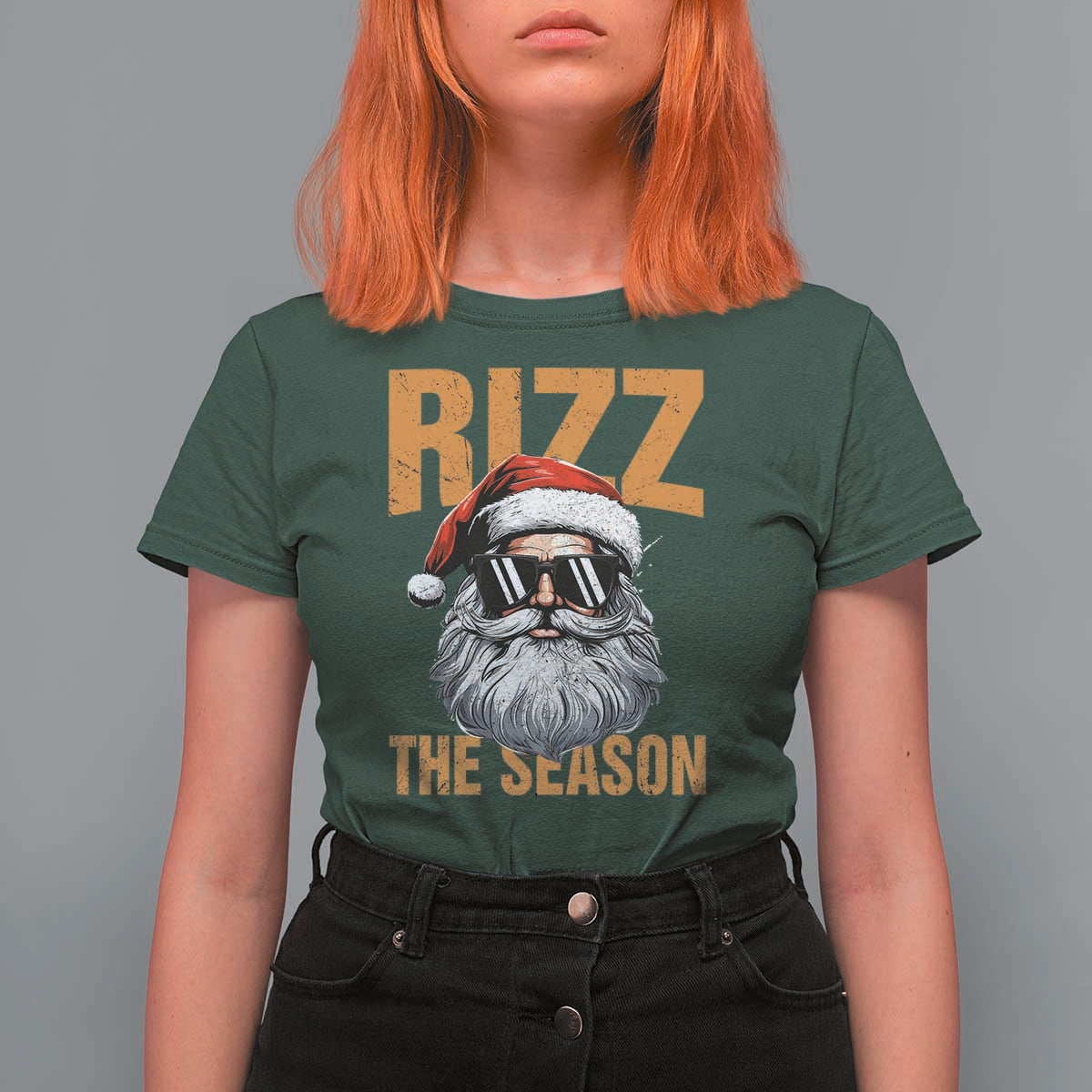 Funny Santa Rizz Christmas T Shirt For Women Rizz The Season - Wonder Print Shop