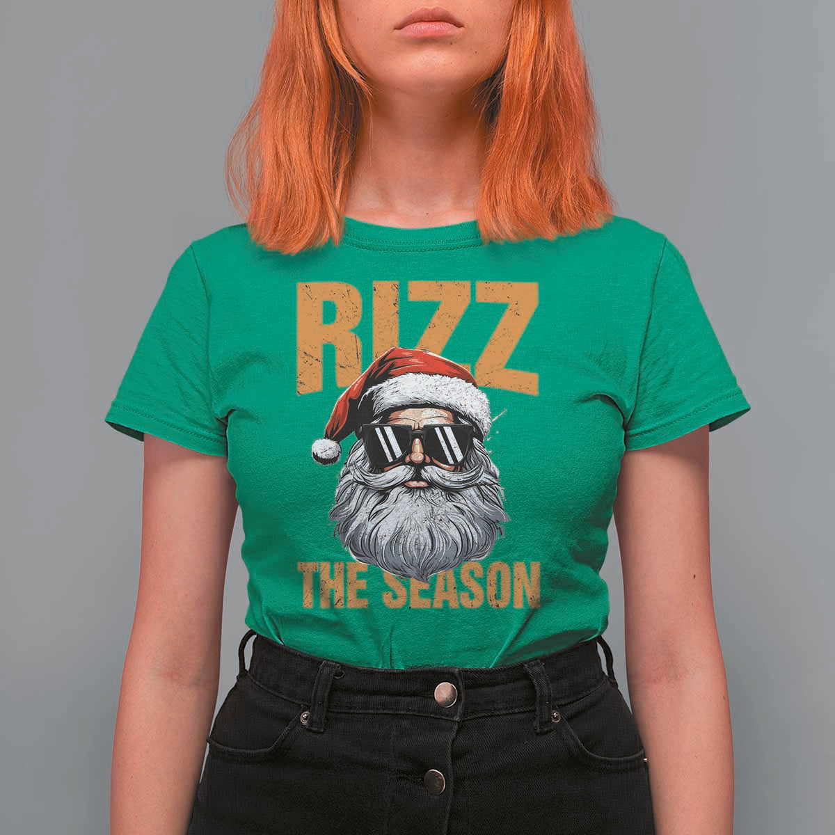 Funny Santa Rizz Christmas T Shirt For Women Rizz The Season - Wonder Print Shop