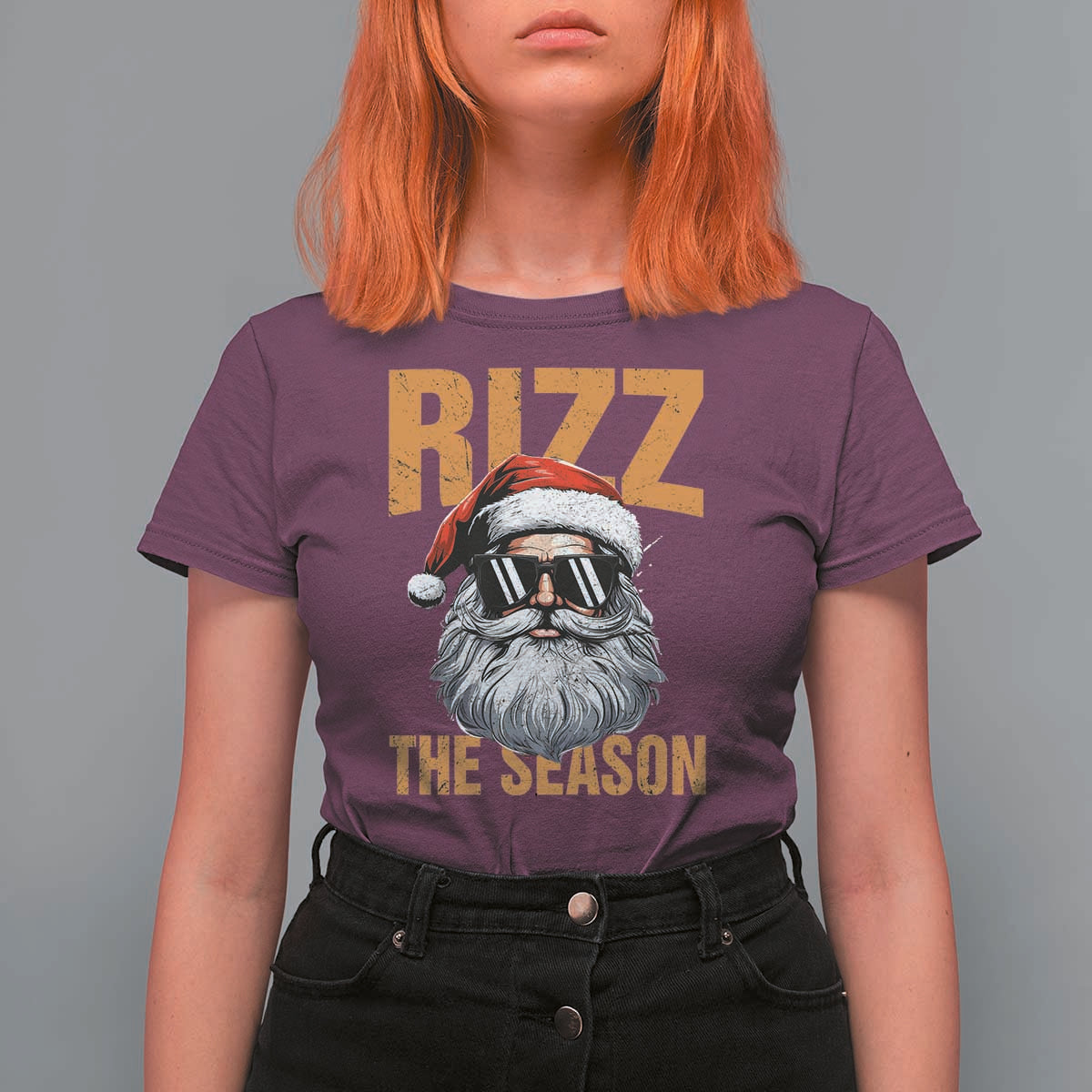 Funny Santa Rizz Christmas T Shirt For Women Rizz The Season - Wonder Print Shop
