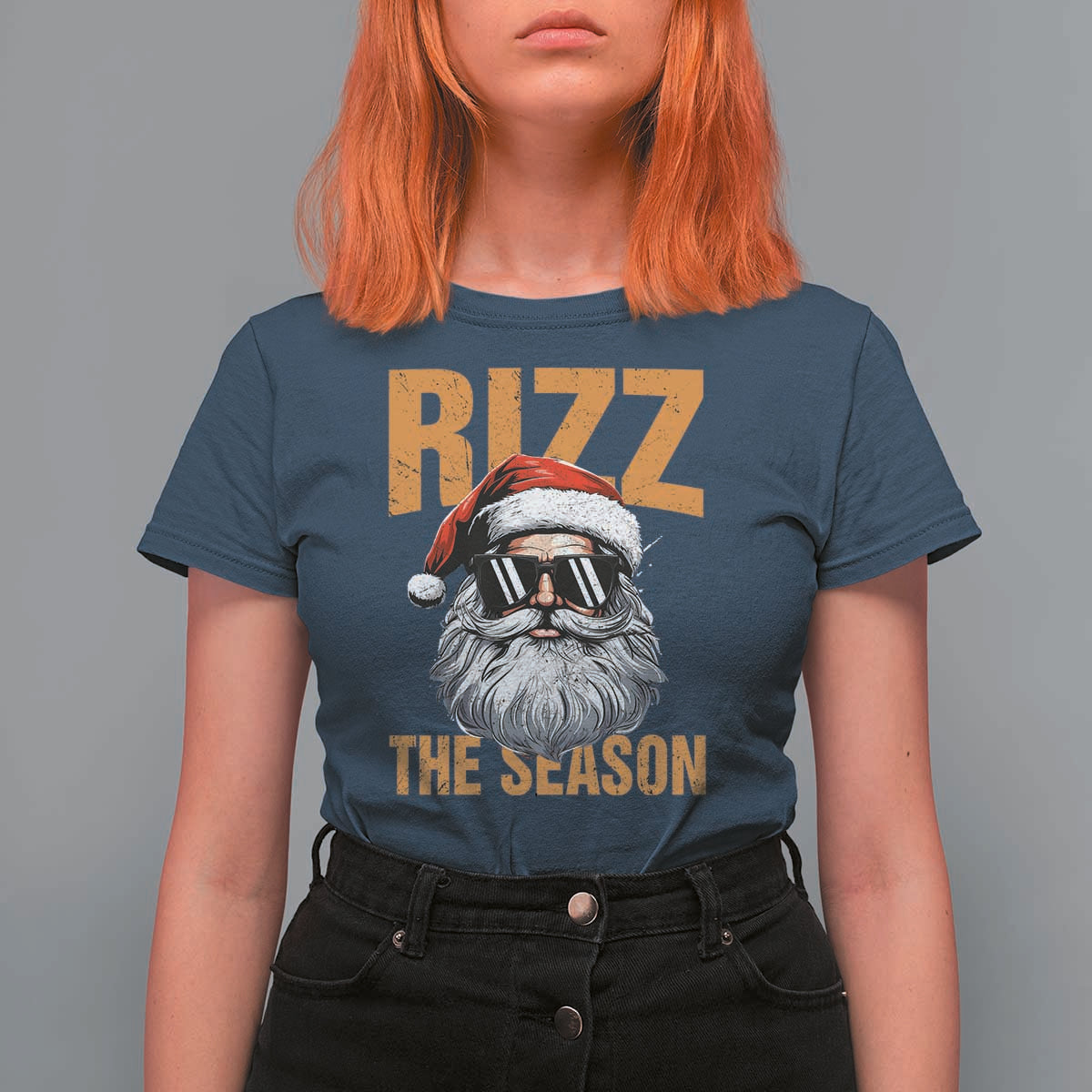Funny Santa Rizz Christmas T Shirt For Women Rizz The Season - Wonder Print Shop