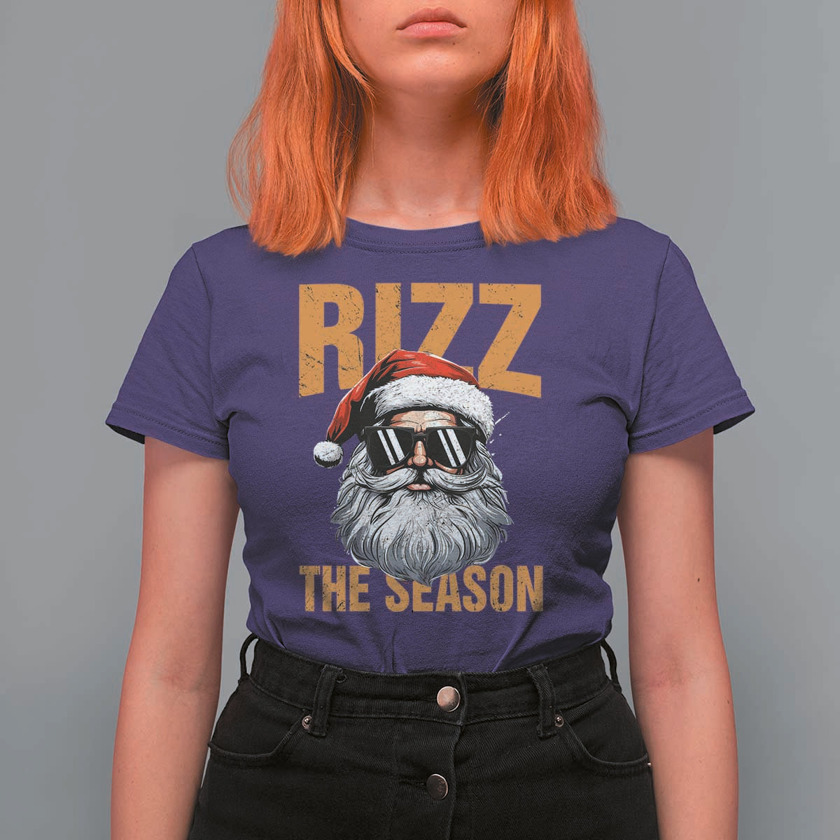 Funny Santa Rizz Christmas T Shirt For Women Rizz The Season - Wonder Print Shop