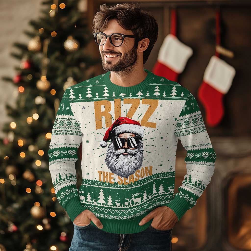 Funny Santa Rizz Xmas Ugly Christmas Sweater Rizz The Season - Wonder Print Shop