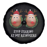 Funny Christmas Chest Joke Spare Tire Cover Stop Staring At My Reindeers Merry Titmas Boobs