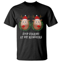 Funny Christmas Chest Joke T Shirt Stop Staring At My Reindeers Merry Titmas Boobs - Wonder Print Shop