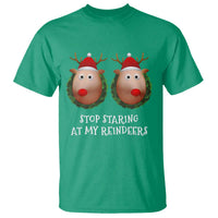 Funny Christmas Chest Joke T Shirt Stop Staring At My Reindeers Merry Titmas Boobs - Wonder Print Shop