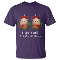 Funny Christmas Chest Joke T Shirt Stop Staring At My Reindeers Merry Titmas Boobs - Wonder Print Shop