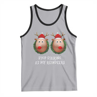 Funny Christmas Chest Joke Tank Top Stop Staring At My Reindeers Merry Titmas Boobs