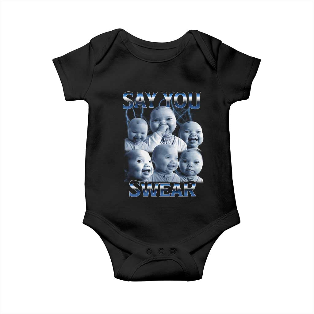 Funny Tuff Baby Meme Baby Onesie Say You Swear Viral AI Niche Baby Holding Back Laugh - Wonder Print Shop