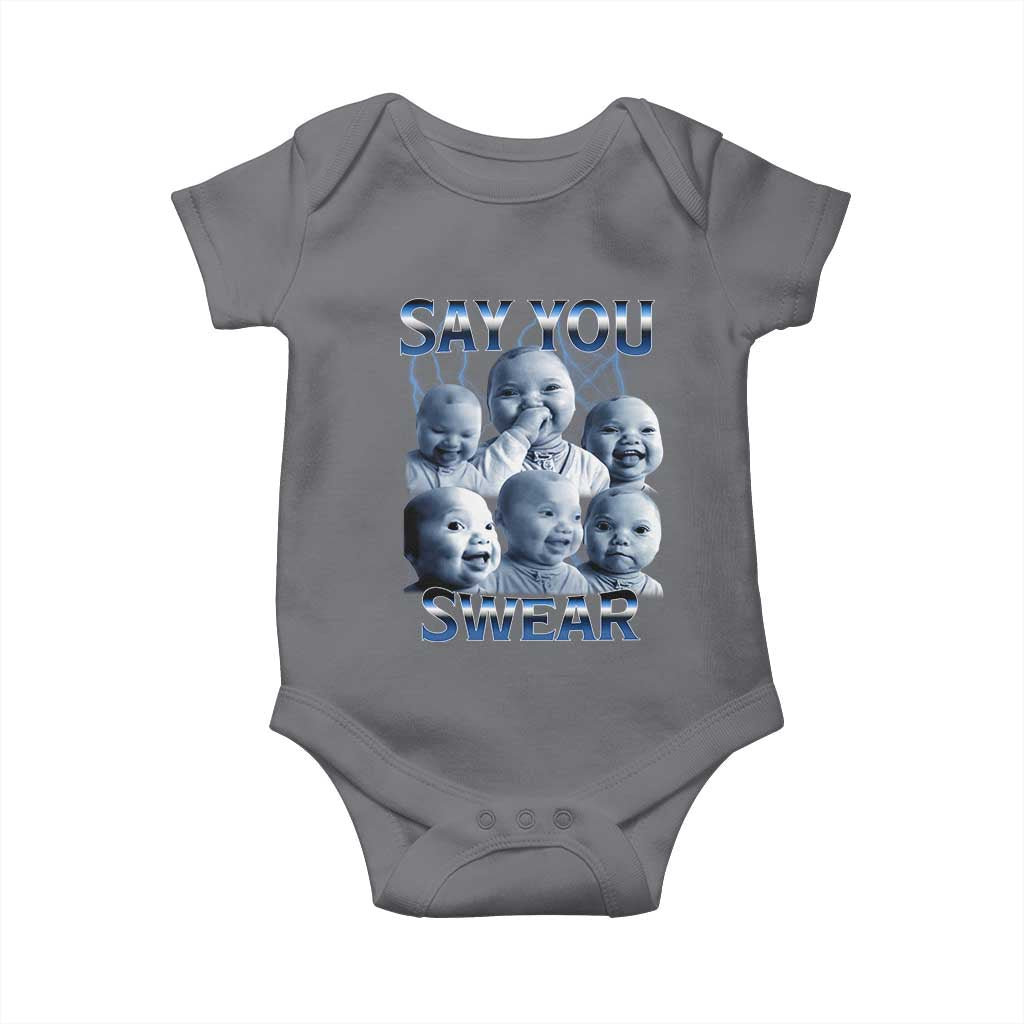 Funny Tuff Baby Meme Baby Onesie Say You Swear Viral AI Niche Baby Holding Back Laugh - Wonder Print Shop