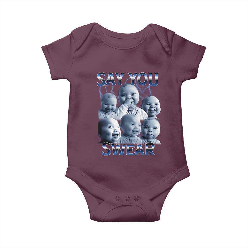 Funny Tuff Baby Meme Baby Onesie Say You Swear Viral AI Niche Baby Holding Back Laugh - Wonder Print Shop
