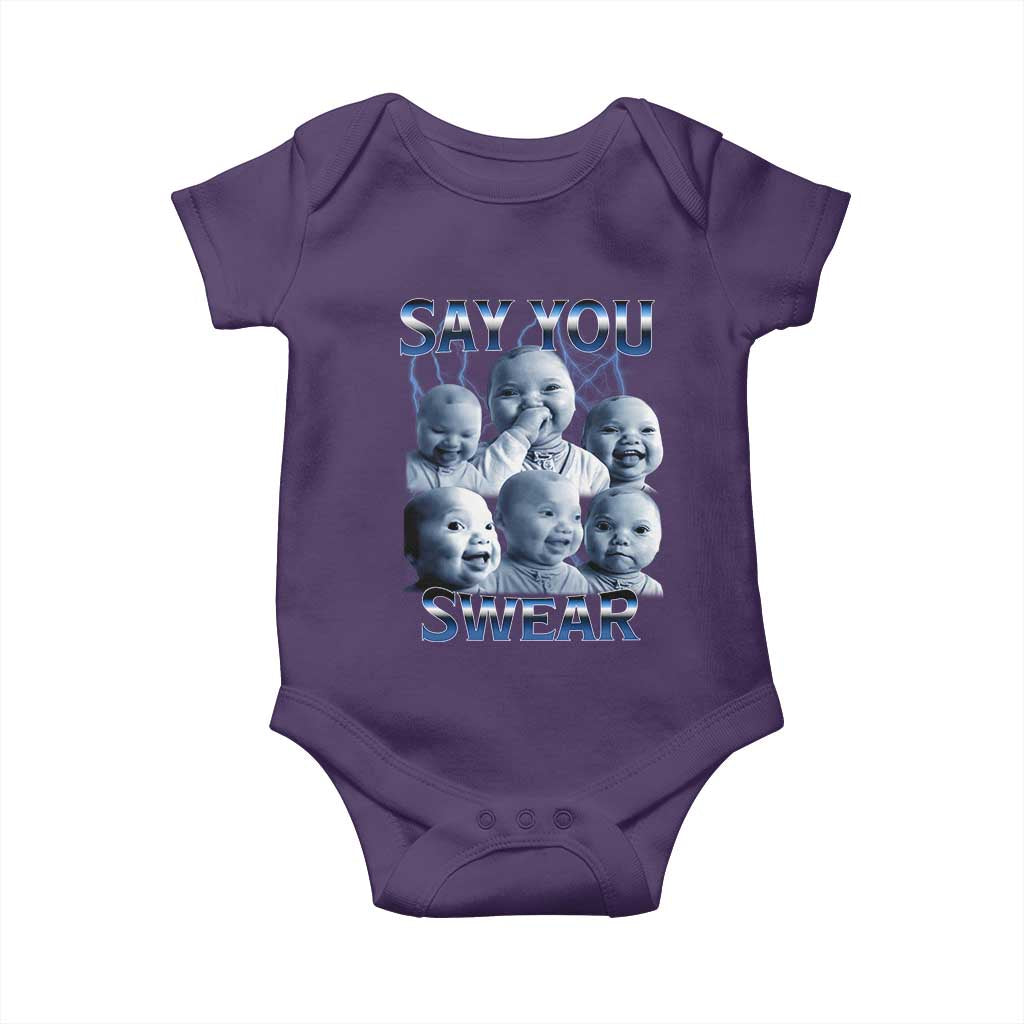 Funny Tuff Baby Meme Baby Onesie Say You Swear Viral AI Niche Baby Holding Back Laugh - Wonder Print Shop