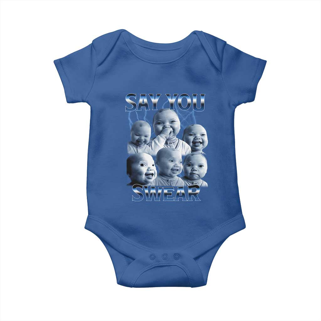 Funny Tuff Baby Meme Baby Onesie Say You Swear Viral AI Niche Baby Holding Back Laugh - Wonder Print Shop