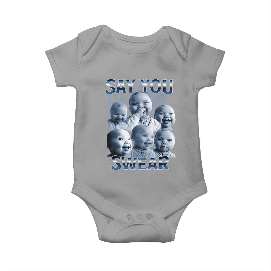 Funny Tuff Baby Meme Baby Onesie Say You Swear Viral AI Niche Baby Holding Back Laugh - Wonder Print Shop