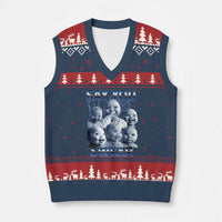 Funny Tuff Baby Meme V-Neck Knit Sweater Vest Say You Swear Viral AI Niche Baby Holding Back Laugh - Wonder Print Shop