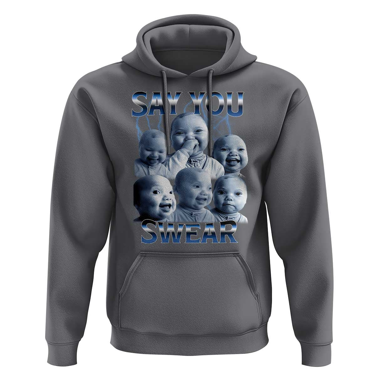 Funny Tuff Baby Meme Hoodie Say You Swear Viral AI Niche Baby Holding Back Laugh - Wonder Print Shop